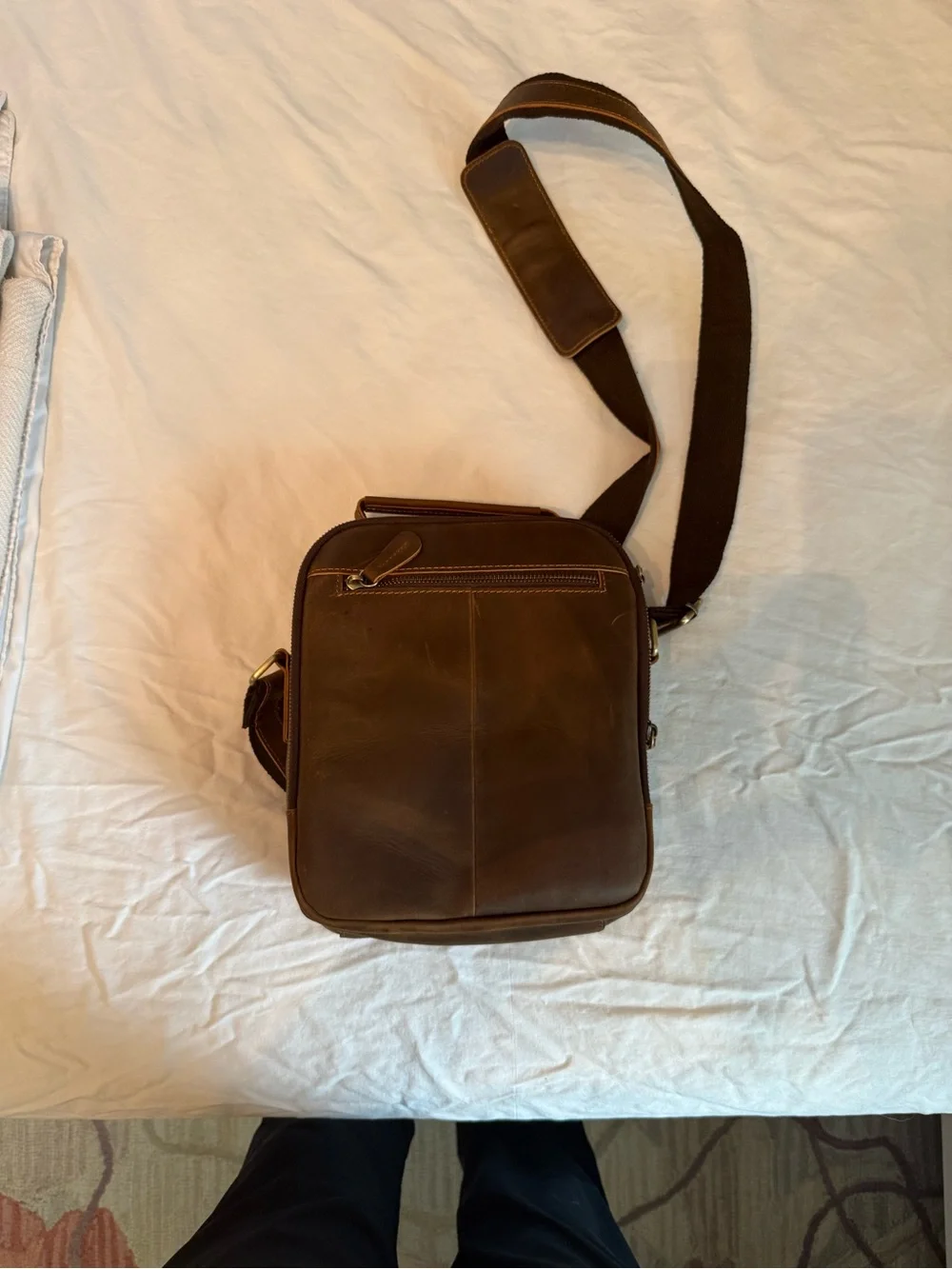 Leather Crossbody Bag for Men - Brown